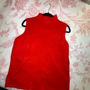 Nine West Red Sleeveless Turtleneck Top